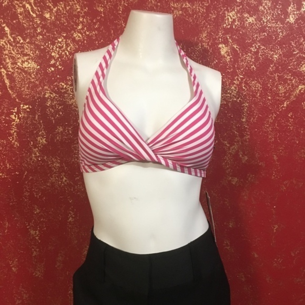 Ralph Lauren Bikini Top only Pink Stripes Barbiecore Barbie core size 8